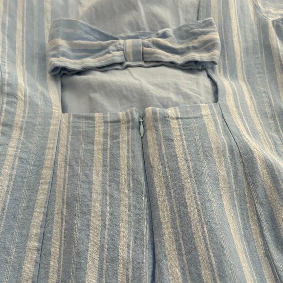 By Anthropologie Cape May Blue Stripe Linen Dress - Sz. 12 - Picture 4 of 6